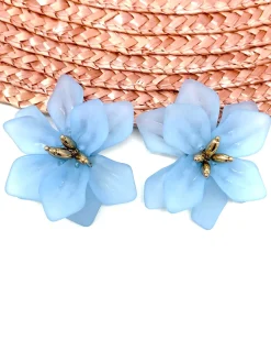 Brincos>Feversave Pendientes Flor Azul