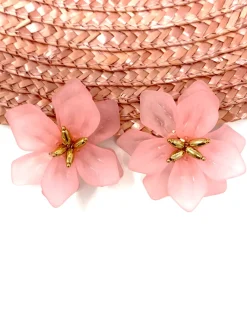 Brincos>Feversave Pendientes Flor rosa claro