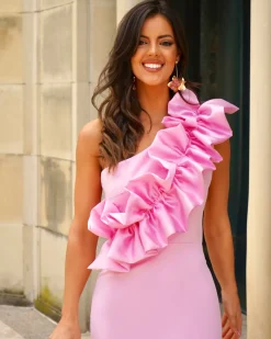Batismos E Comunhões | Convidado Do Casamento>Feversave Vestido Rosa Carolina