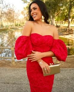 Batismos E Comunhões | Convidado Do Casamento>Feversave Vestido Selena Rojo