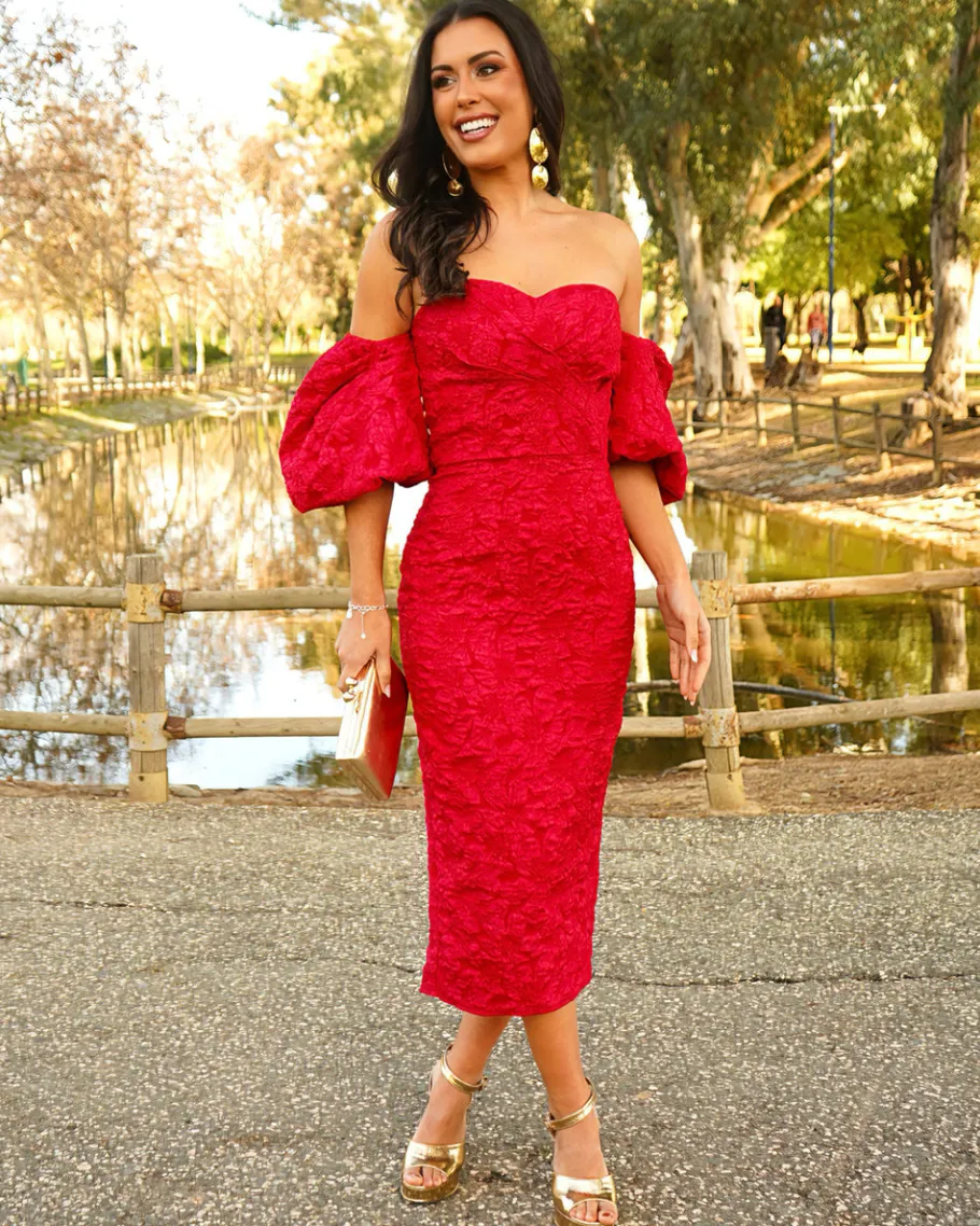 Batismos E Comunhões | Convidado Do Casamento>Feversave Vestido Selena Rojo